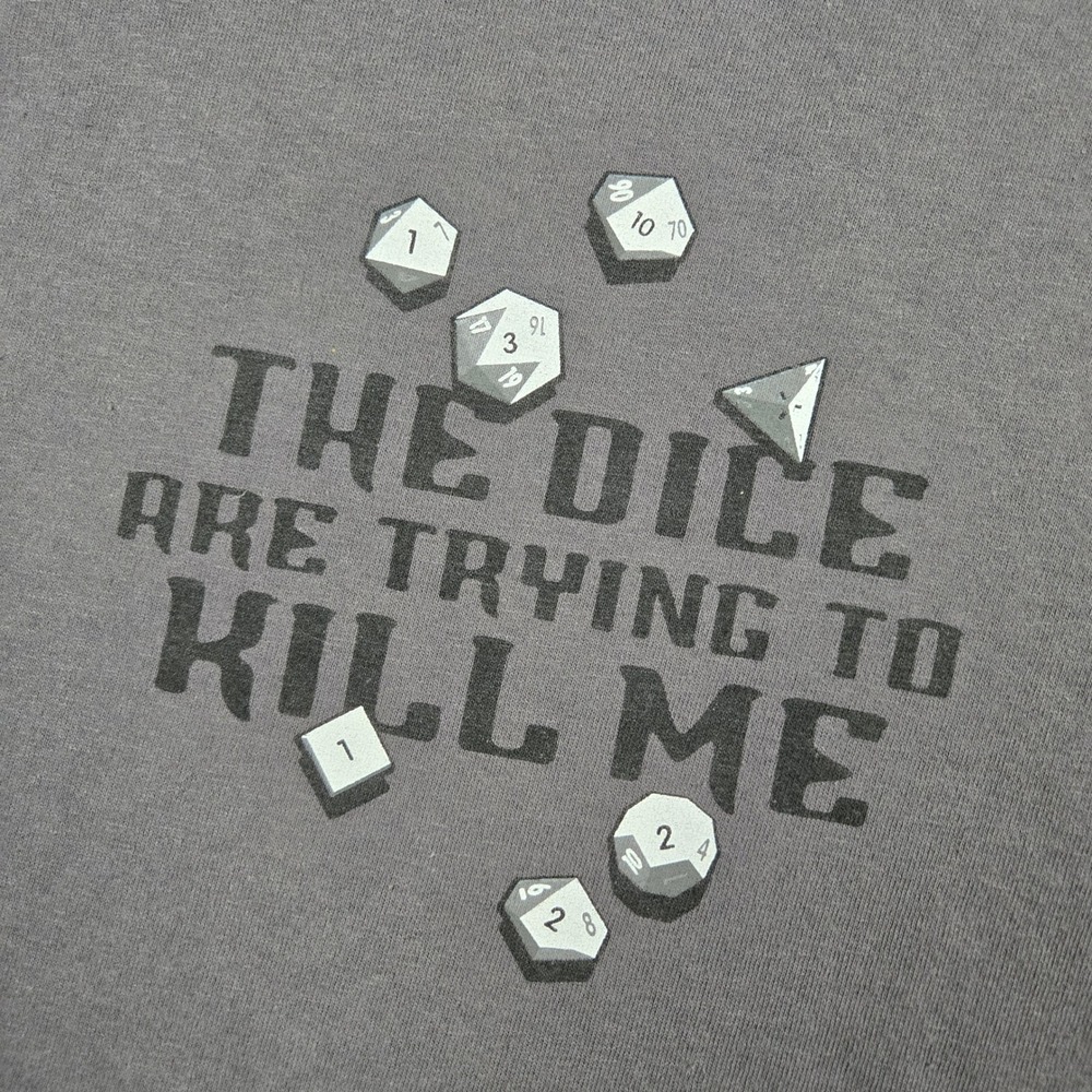 ThinkGeek T Shirt Mens 2XL Gray The Dice Are Trying To Kill Me DND Gamer Geeky - Picture 3 of 8